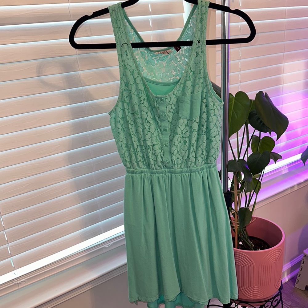 Minty green mini dress- Has pockets! :)
